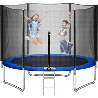 GANESH SKY BALLOON (10x10 Feet) Premium Fitness Trampoline with net and Poles Safety Pad Trampoline for Kids  Adu