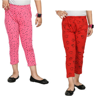Buy IndiWeaves Girls Cotton Printed Regular Fit Capri 3/4th Pants {Pack of  2} Online @ ₹490 from ShopClues