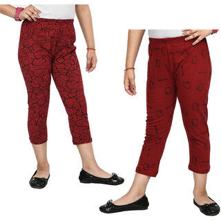 Buy IndiWeaves Womens Relaxed Fit Cotton 3/4th Capri Pants (Pack