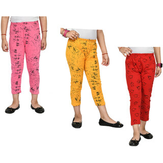 Buy IndiWeaves Girls Cotton Printed Regular Fit Capri 3/4th Pants {Pack of  3} Online @ ₹599 from ShopClues