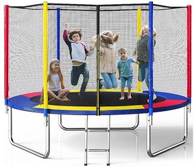 GANESH BALLOON (10 Feet) Premium Fitness Trampoline with Enclosure net and Poles Safety Pad Trampoline for Kids  Adults