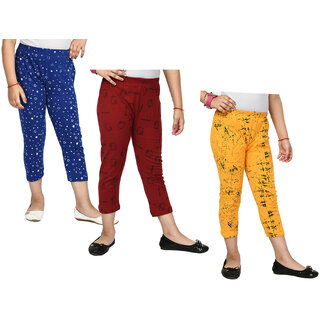 Buy IndiWeaves Girls Cotton Printed Regular Fit Capri 3/4th Pants