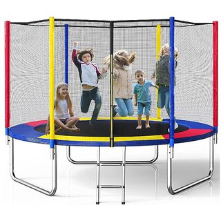 GANESH BALLOON (10 Feet) Premium Fitness Trampoline with Enclosure net and Poles Safety Pad Trampoline for Kids  Adults