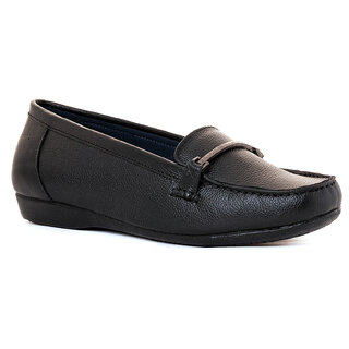 Buy Khadim Sharon Black Leather Loafers for Women 4930166 Online