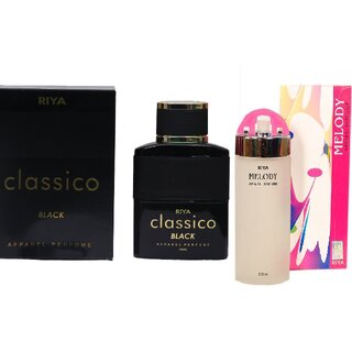                       Riya Melody pink  Apparel Eau de  Perfume with Classico Black Perfume - 200 ml (Pack of 2)                                              