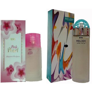                       Riya MELODY  PERFUME 100 ML + PINK PEARL PERFUME 30 ML Eau de Parfum - 30 ml (Pack of 2)                                              