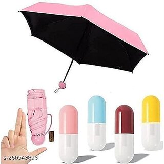                       Foldable Mini Cute and Small Capsule Design Umbrella with Capsule Case (Multicolor)                                              