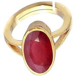                       prateek enterprises natural and certified RUBY gold plated adjustable ring                                              