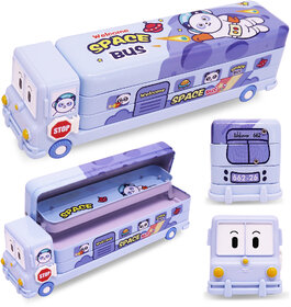 Aseenaa Magic Bus Pencil Box With Moving Tyres With 3 Compartment  Sharpener Geometry Case For Boys  Girls (Panda Bus)