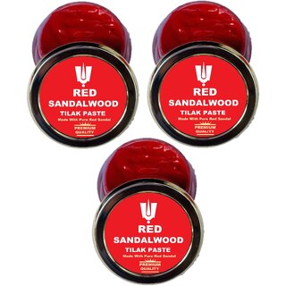                       PACK OF 3 PREMIUM RED SANDALWOOD TILAK PASTE MADE WITH PURE AND RARE RED SANDALWOOD STICK.                                              