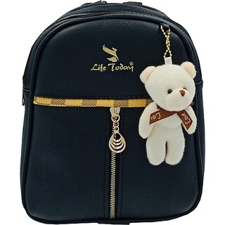 Backpack Fashion Vegan Leather Small Daypacks Purse for Girls and Women Waterproof Daypack (Black, 3 L)