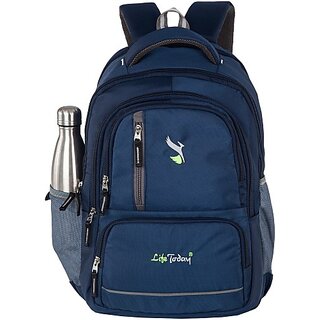                       Life Today Medium 26 L Laptop Backpack 26 Litres Navy Blue 15.6 Inch Water Resistance Polyester Laptop Backpack 26 L Laptop Backpack (Navy Blue) (Blue)                                              