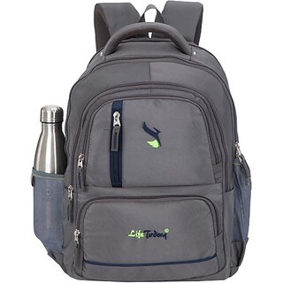                       Life Today Medium 26 L Laptop Backpack 26 Litres Grey 15.6 Inch Water Resistance Polyester Laptop Backpack 26 L Laptop Backpack (Grey) (Grey)                                              