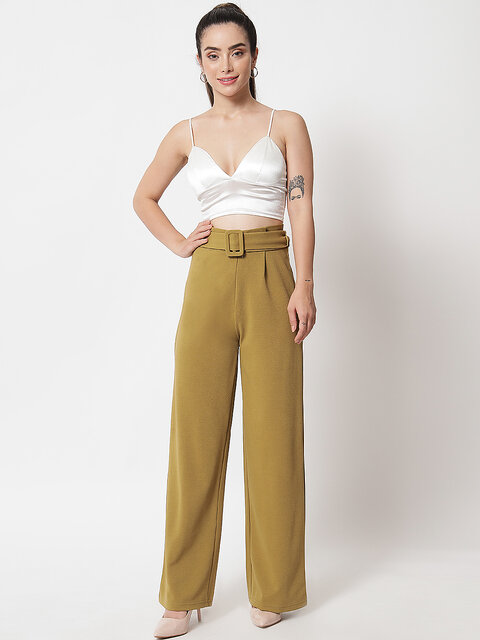 Buy Brown Trousers & Pants for Women by KOTTY Online