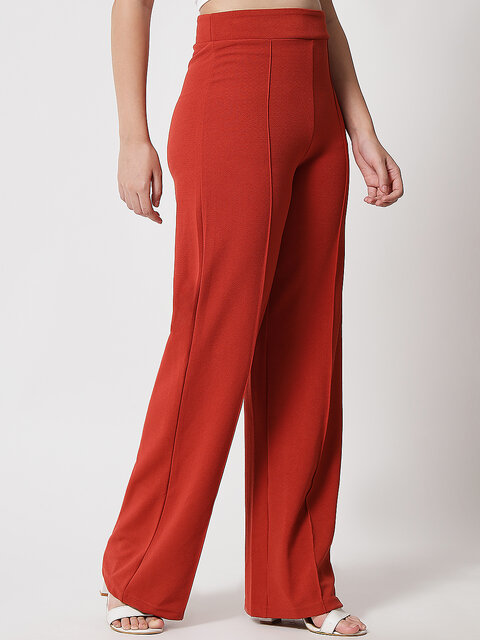 Buy Kotty Womens Viscose Rayon Orange Trousers Online - Get 73% Off