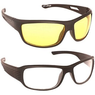 Buy Wrap-around Sunglasses (For Men & Women, Yellow, Clear) Online - Get  64% Off