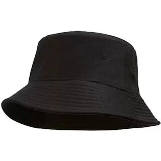 EAGLEBUZZ BLACK COTTON HAT PACK OF 1 (Black, Pack of 1)