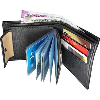                       EAGLEBUZZ Men Evening/Party, Travel, Ethnic, Casual, Trendy, Formal Black Genuine Leather Wallet - Mini (9 Card Slots)                                              