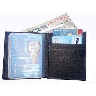                       EAGLEBUZZ Men Black Genuine Leather Wallet - Regular Size (12 Card Slots)                                              