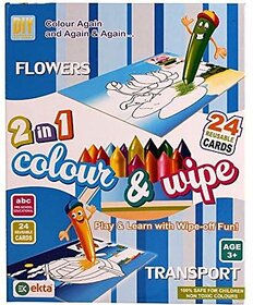 UZAK 2 in 1 Colour   Wipe (Flowers + Transport) Multicolor  (Multicolor)