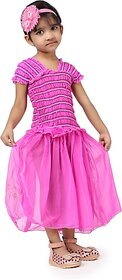EAGLEBUZZ Barbie Baby Girls Below Knee Casual Dress (Pink, Short Sleeve)