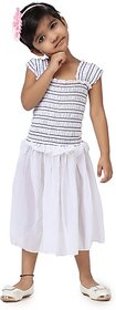 EAGLEBUZZ Baby Girls Below Knee Casual Dress (White, Short Sleeve)