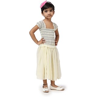                       EAGLEBUZZ Barbie Baby Girls Calf Length Casual Dress (Beige, Short Sleeve)                                              