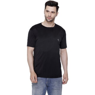                       Leebonee Men's Solid Black Dri Fit Tshirt                                              