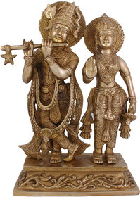 Arihant Craft Hindu God Radha Krishna Idol Radhey-Krishan Statue Radha Krishna Couple Sculpture Hand Craft Showpiece  30.5 cm (Brass, Gold)
