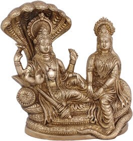 Arihant Craft Hindu God Lakshmi Narayan Idol Vishnu Laxmi Statue Sculpture Hand Made Showpiece  22 cm (Brass, Gold)