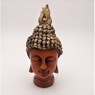                       RSINC Buddha Head Statue - Decorative Buddha Idol for Home Living Room Table (20 cm) Decorative Showpiece  -  20 cm  (Polyresin, Orange)                                              