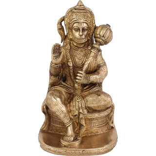                       Arihant Craft Hindu God Hanuman Idol Mahavir statue Bajrangbali Sculpture Hand Work Showpiece  20 cm (Brass, Gold)                                              