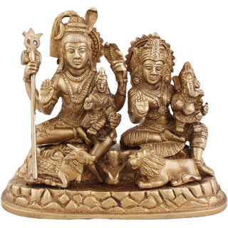                       Arihant Craft Hindu God Shiva Parivar Idol Lord Shiva Parvati Ganesh Kartikeya statue Mahadev Sculpture Hand Work Showpiece  16.5 cm (Brass, Gold)                                              