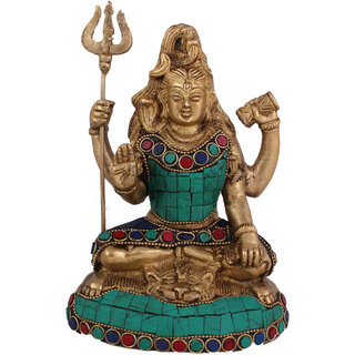                       Arihant Craft Hindu God Shiva Idol Lord Shiva statue Mahadev Sculpture Stone Hand Crafted Showpiece  17 cm (Brass, Multicolour)                                              
