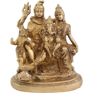                       Arihant Craft Hindu God Shiva Parivar Idol Lord Mahadev Parvati Ganesh Kartikeya statue Bhole baba Sculpture Hand Work Showpiece  15 cm (Brass, Gold)                                              