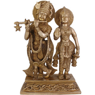                       Arihant Craft Hindu God Radha Krishna Idol Radhey-Krishan Statue Radha Krishna Couple Sculpture Hand Craft Showpiece  30.5 cm (Brass, Gold)                                              