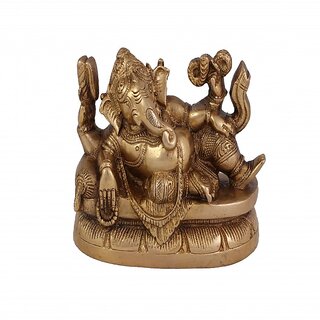                      Arihant Craft Hindu God Ganesha Idol Ganpati Statue Sculpture Hand Craft Showpiece  10 cm (Brass, Gold)                                              