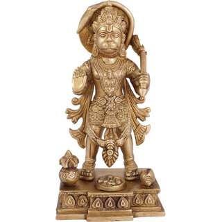                       Arihant Craft Hindu God Hanuman Idol Mahavir statue Bajrangbali Sculpture Hand Work Showpiece  25 cm (Brass, Gold)                                              