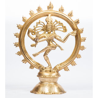                       Arihant Craft Hindu God Shiva Idol Natraj statue Tandav Sculpture Hand Crafted Showpiece  24 cm (Brass, Gold)                                              