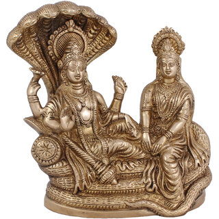                       Arihant Craft Hindu God Lakshmi Narayan Idol Vishnu Laxmi Statue Sculpture Hand Made Showpiece  22 cm (Brass, Gold)                                              
