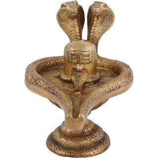                       Arihant Craft Hindu God Shivling Idol Lingum statue Sculpture Hand Work Showpiece  19 cm (Brass, Gold)                                              
