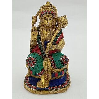                       Arihant Craft Hindu God Hanuman Idol Mahavir Statue Bajrangbali Sculpture Hand Work Showpiece20 cm (Brass, Multicolour)                                              