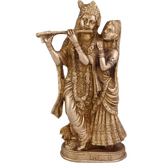                       Arihant Craft Hindu God Radha Krishna Idol Radhey-Krishan Couple Statue Sculpture Hand Craft Showpiece  20.8 cm (Brass, Gold)                                              