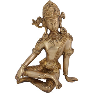                       Arihant Craft Ethnic Decor Devraj Inder Idol Lord Indra Statue Indar Devta Sculpture Showpiece  24 cm (Brass, Gold)                                              