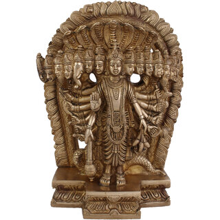                       Arihant Craft Hindu God Narayan Idol Lord Vishnu Statue Sculpture Hand Made Showpiece  29 cm (Brass, Gold)                                              