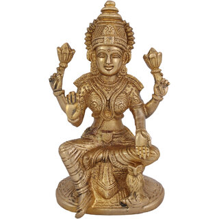                       Arihant Craft Hindu Goddess Lakshmi Idol Laxmi statue Maa Lakshmi Sculpture Hand Work Showpiece  16.8 cm (Brass, Gold)                                              
