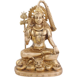                       Arihant Craft Hindu God Shiva Idol Bhole baba statue Lord Mahadev Sculpture Hand Work Showpiece  24.5 cm (Brass, Gold)                                              