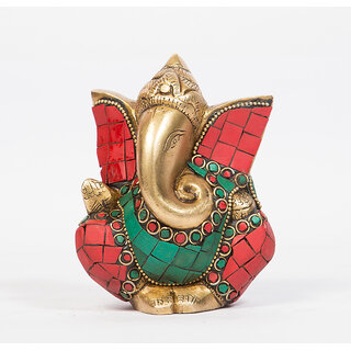                       Arihant Craft Hindu God Ganesha Idol Ganpati Statue Sculpture Stone Hand Craft Showpiece  11 cm (Brass, Multicolour)                                              