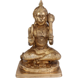                       Arihant Craft Hindu God Hanuman Idol Mahavir statue Bajrangbali Sculpture Hand Work Showpiece  29 cm (Brass, Gold)                                              
