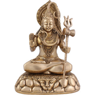                       Arihant Craft Hindu God Shiva Idol Lord Shiva statue Mahadev Sculpture Hand Work Showpiece  27 cm (Brass, Gold)                                              